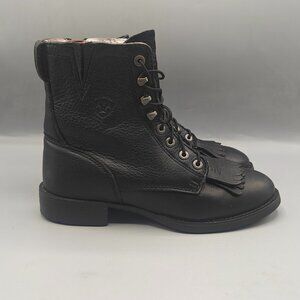Ariat Boots Women's 6 B Heritage II Lacer Black Cowgirl Rodeo Fringe Western